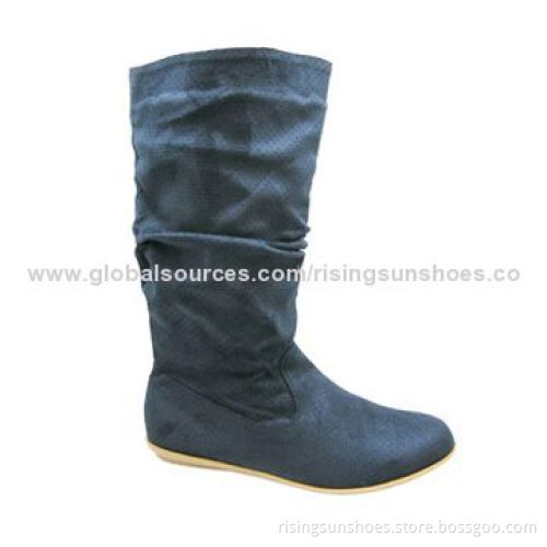 Women's boots with knee height/soft micro-suede upper w/lace holes, nice design/comfortable fitting